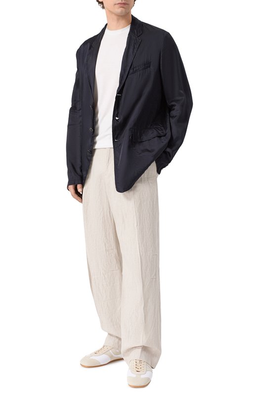 Брюки из хлопка и льна Dries Van Noten 020917/3131 Кремовый  020917/3131 Фото 2