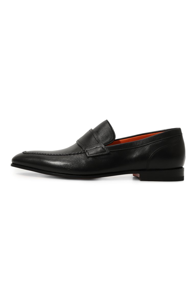 Мужские кожаные лоферы SANTONI черного цвета, арт. MCLG16451SA3BSG8 | Фото 4 (Материал сплава: Проставлено; Нос: Не проставлено; Материал внутренний: Натуральная кожа; Стили: Классический; Материал внешний: Натуральная кожа)