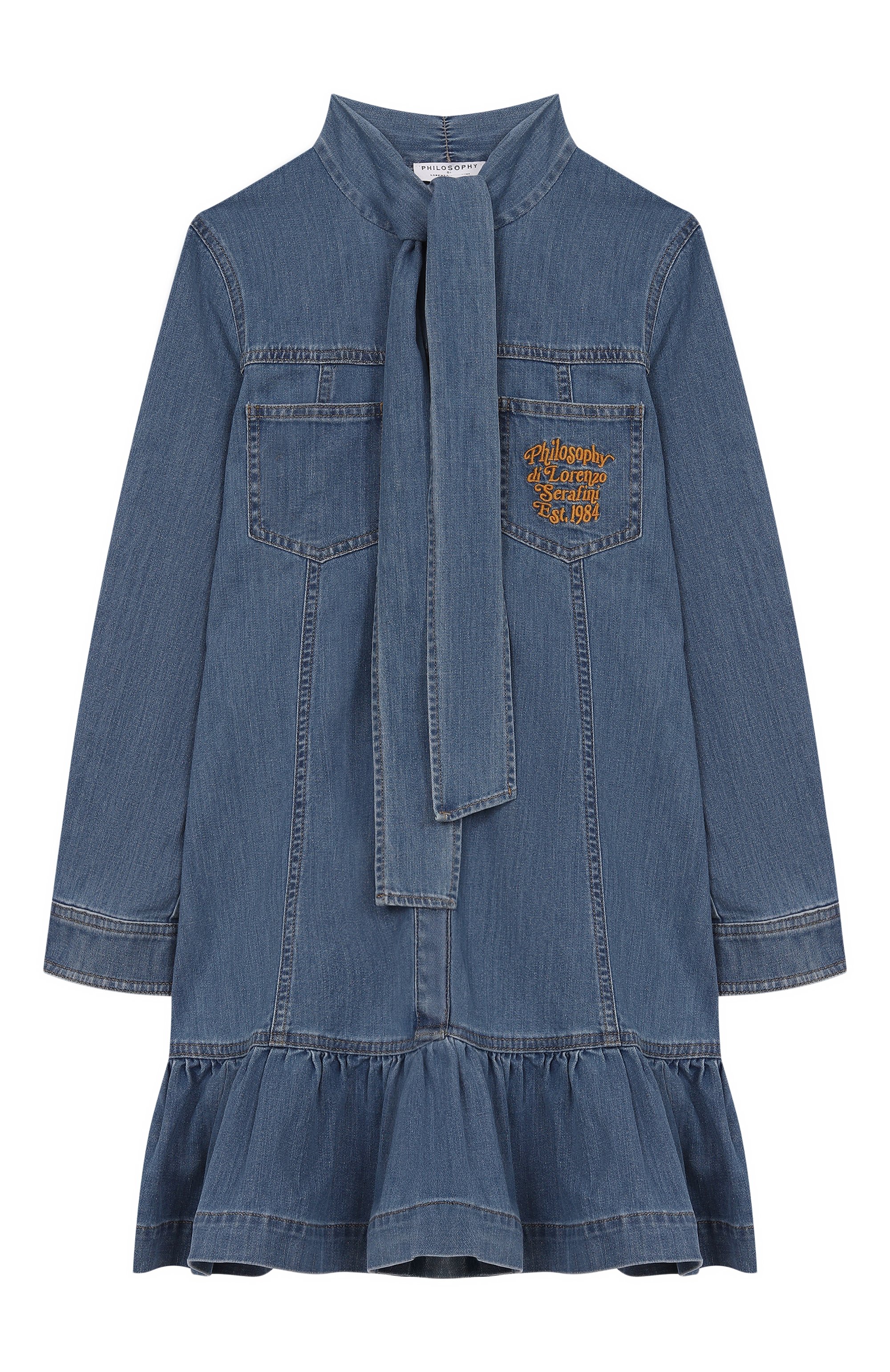 Джинсовое платье PHILOSOPHY DI LORENZO SERAFINI KIDS, арт. I9F901/6044/12-14, фото 1