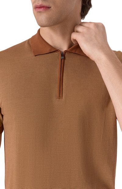 Поло из хлопка и шелка CORNELIANI коричневого цвета по цене 67300 руб., арт. 25M522-2525105, фото 5 Поло из хлопка и шелка CORNELIANI, арт. 25M522-2525105, фото 5