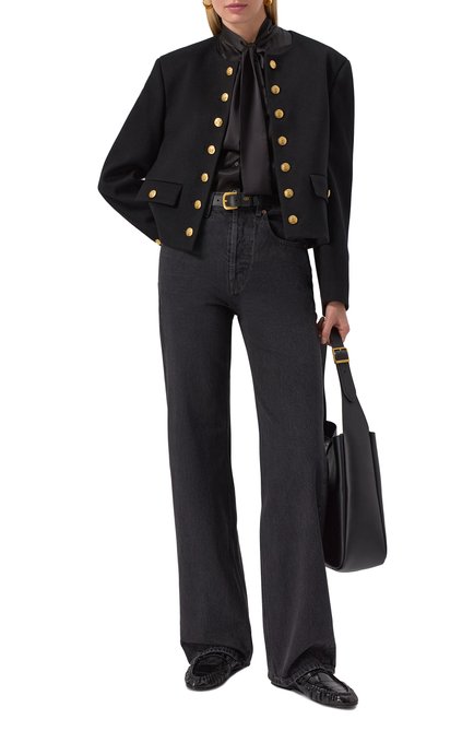 Женские кожаные сабо SAINT LAURENT черного цвета, арт. 818928/0WXAF | Фото 2 (Каблук высота: Низкий; Подошва: Плоская; Материал внутренний: Натуральная кожа; Драгоценные камни: Проставлено; Материал внешний: Натуральная кожа; Материал сплава: Проставлено)