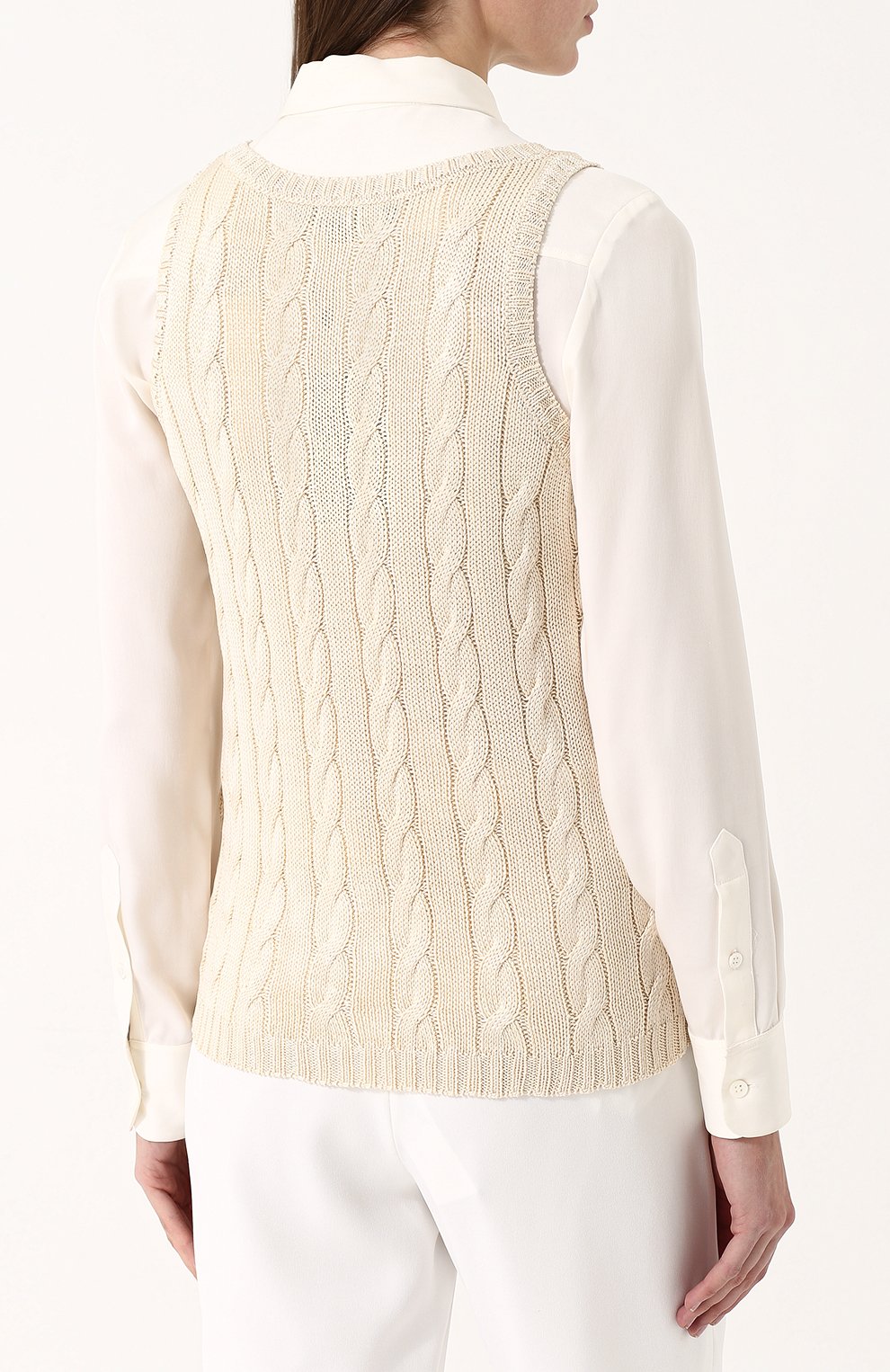 Шелковый топ фактурной вязки без рукавов RALPH LAUREN, арт. 290703704, фото 4