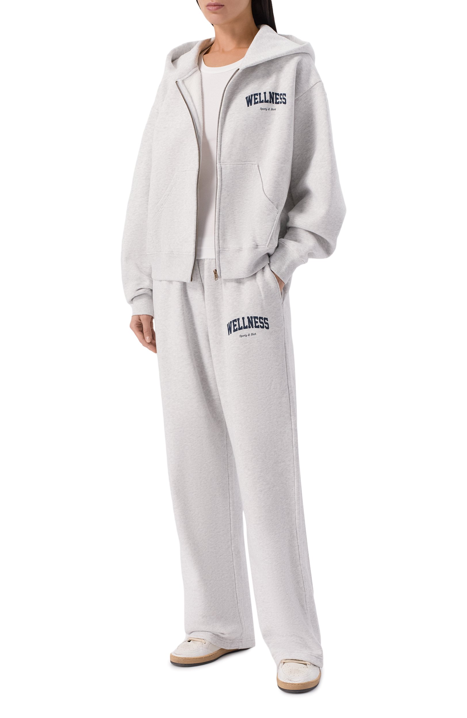 Хлопковая толстовка SPORTY AND RICH серого цвета по цене 38600 руб., арт. ST09473001GY03, фото 2 Хлопковая толстовка SPORTY AND RICH, арт. ST09473001GY03, фото 2