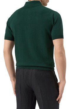 Мужское хлопковое поло DOLCE & GABBANA темно-зеленого цвета, арт. GXZ02T/JBCFV | Фото 4 (Длина (для топов): Стандартные; Рукава: Короткие; Материал внешний: Хлопок; Застежка: Пуговицы; Принт: Без принта; Кросс-КТ: Трикотаж; Стили: Кэжуэл)