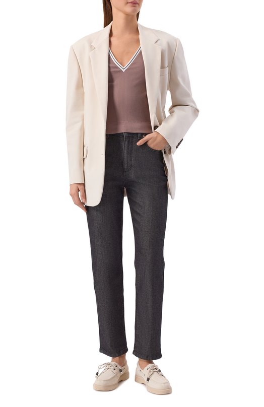 Хлопковый топ Brunello Cucinelli MG902D0302 Бежевый  MG902D0302 Фото 2