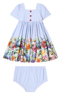 Женский комплект из платья и шорт DOLCE & GABBANA голубого цвета, арт. L24DG6/FI5K7 | Фото 1 (Материал сплава: Проставлено; Нос: Не проставлено; Материал внешний: Хлопок; Ростовка одежда: 6 мес | 68 см, 9 мес | 74 см, 12 мес | 80 см, 18 мес | 86 см, 24 мес | 92 см)