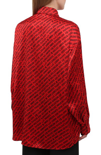 Атласная рубашка BALENCIAGA красного цвета по цене 111000 руб., арт. 623037/TJLI1, фото 4 Атласная рубашка BALENCIAGA, арт. 623037/TJLI1, фото 4