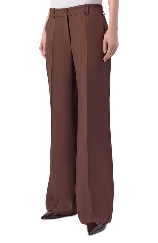 Брюки из вискозы и льна P.A.R.O.S.H. D232214/RAISA26 Коричневый  D232214/RAISA26 Фото 3