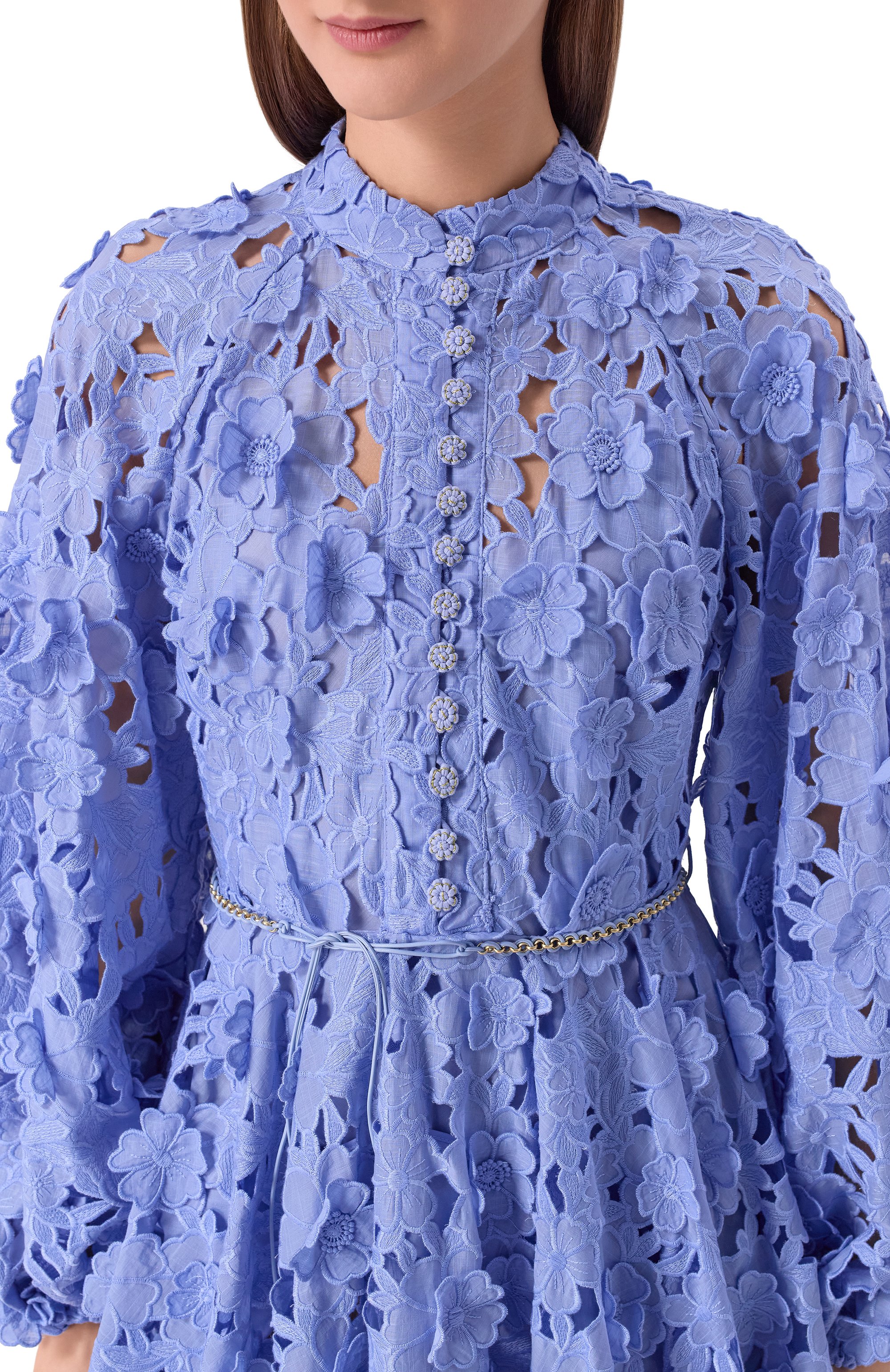 Хлопковое платье ZIMMERMANN голубого цвета по цене 175500 руб., арт. 6886DRS264, фото 4 Хлопковое платье ZIMMERMANN, арт. 6886DRS264, фото 4