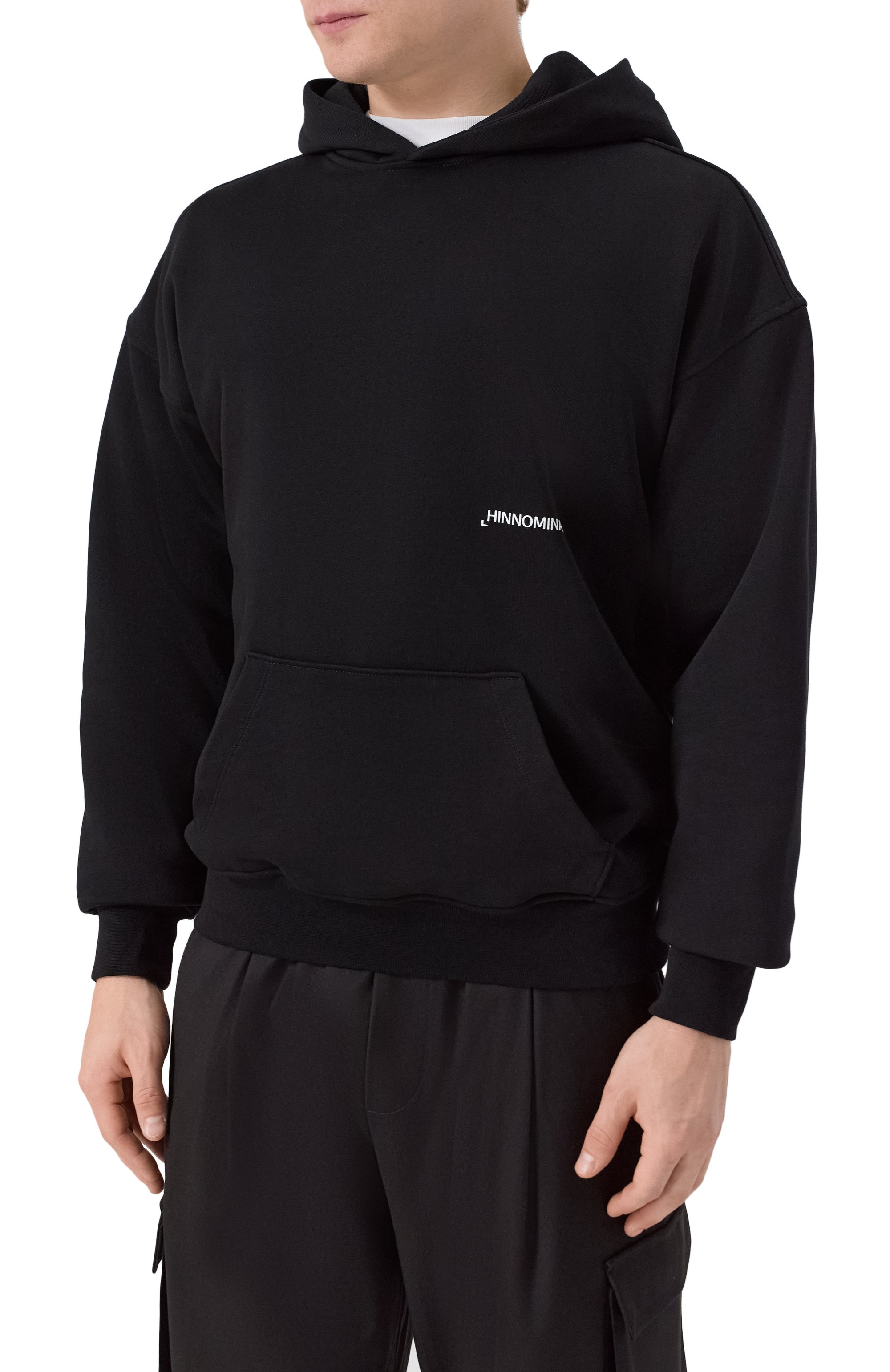 Хлопковое худи HINNOMINATE черного цвета по цене 17100 руб., арт. HMABM01371, фото 3 Хлопковое худи HINNOMINATE, арт. HMABM01371, фото 3