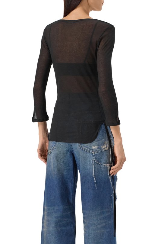 Хлопковый лонгслив Ann Demeulemeester B0012885/FA434 Чёрный  B0012885/FA434 Фото 4
