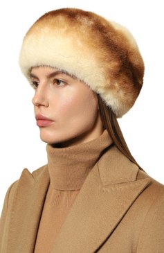 Женский берет из меха норки FURLAND бежевого цвета, арт. 0013600110152300000 | Фото 2 (Материал: Натуральный мех; Материал сплава: Проставлено; Нос: Не проставлено)