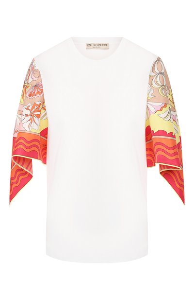 Женская футболка из смеси хлопка и шелка EMILIO PUCCI, арт. 0EJP10/0E988
