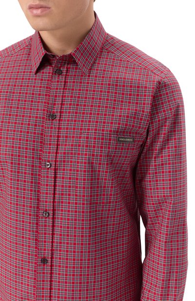 Хлопковая рубашка DOLCE & GABBANA красного цвета по цене 95050 руб., арт. G5JZ9T/GJ283, фото 5 Хлопковая рубашка DOLCE & GABBANA, арт. G5JZ9T/GJ283, фото 5