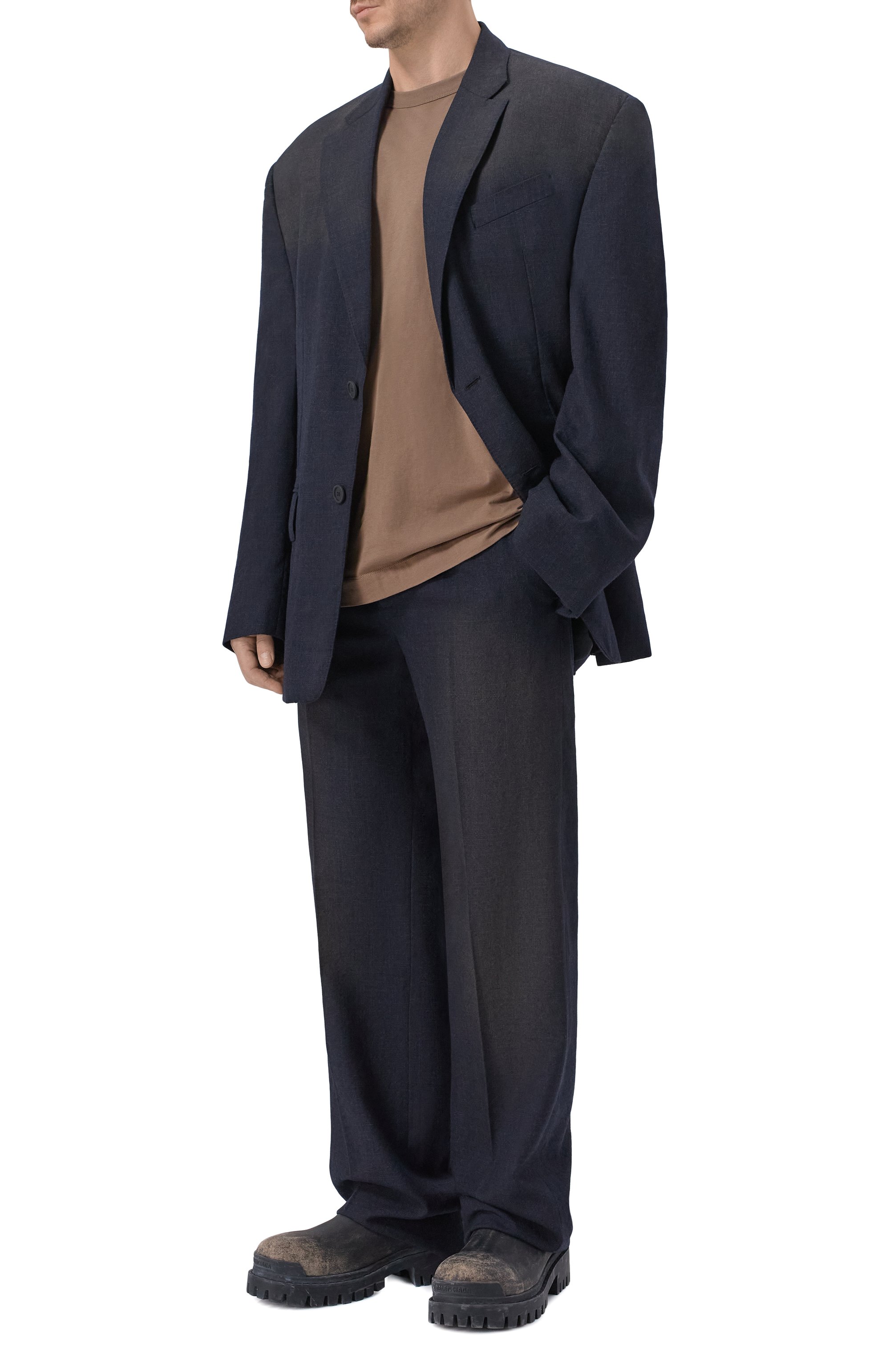 Шерстяные брюки BALENCIAGA темно-синего цвета по цене 184000 руб., арт. 857649/TQT27, фото 2 Шерстяные брюки BALENCIAGA, арт. 857649/TQT27, фото 2