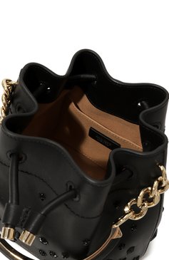 Женская сумка bon bon small JIMMY CHOO черного цвета, арт. B0N B0N BUCKET/S/A0R | Фото 5 (Материал: Натуральная кожа; Размер: small; Материал сплава: Проставлено; Ремень/цепочка: На ремешке; Драгоценные камни: Проставлено)