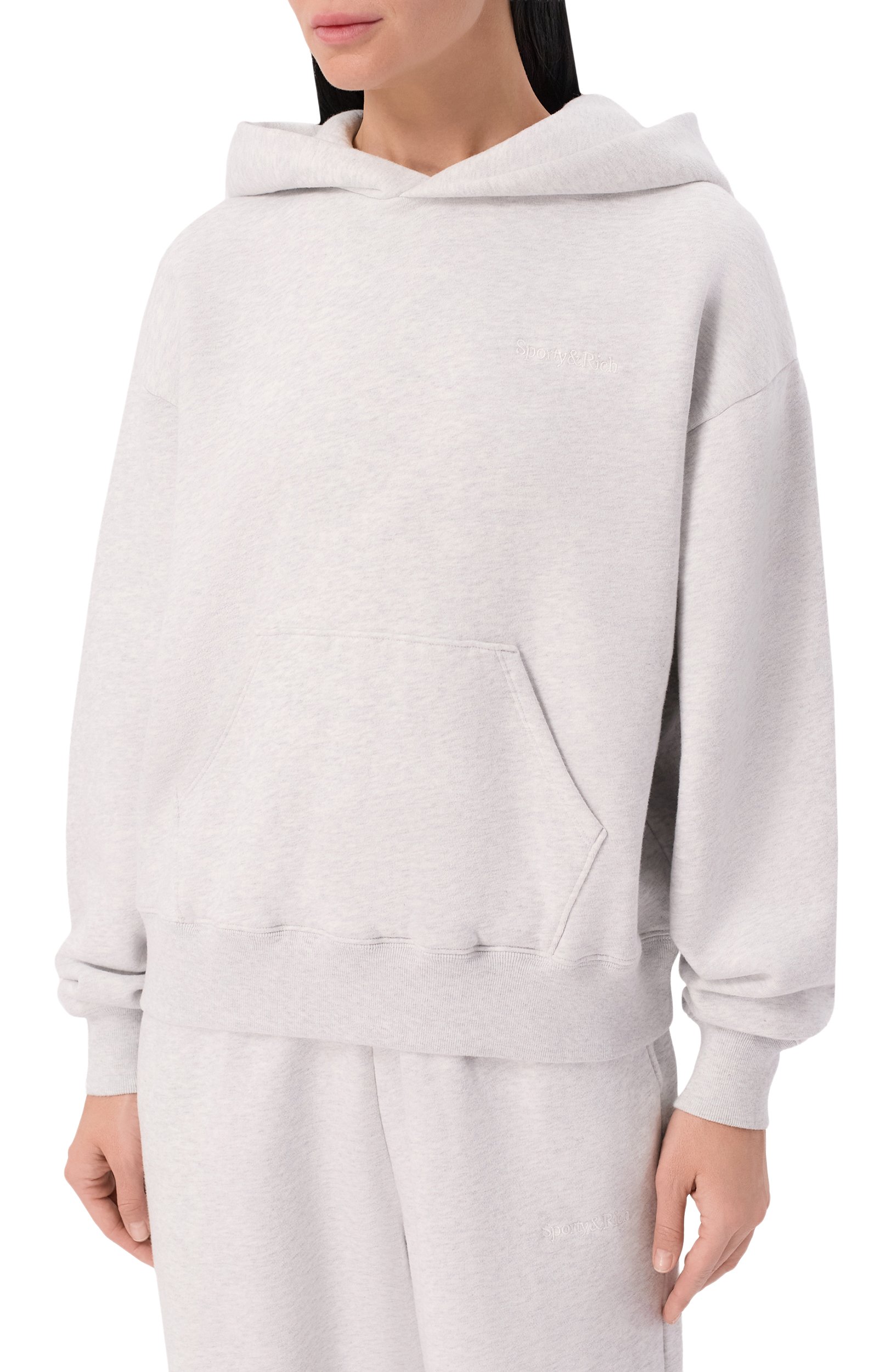Хлопковое худи SPORTY AND RICH светло-серого цвета по цене 30750 руб., арт. ST11084300GY03, фото 3 Хлопковое худи SPORTY AND RICH, арт. ST11084300GY03, фото 3