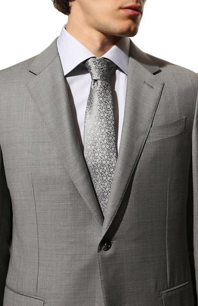 Шелковый галстук CANALI серо-голубого цвета по цене 18300 руб., арт. 18/HJ03607, фото 2 Шелковый галстук CANALI, арт. 18/HJ03607, фото 2