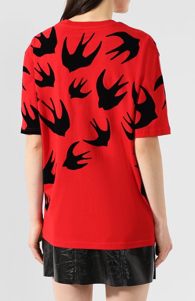 Хлопковая футболка MCQ SWALLOW красного цвета по цене 16400 руб., арт. 494256/RLT73, фото 4 Хлопковая футболка MCQ SWALLOW, арт. 494256/RLT73, фото 4