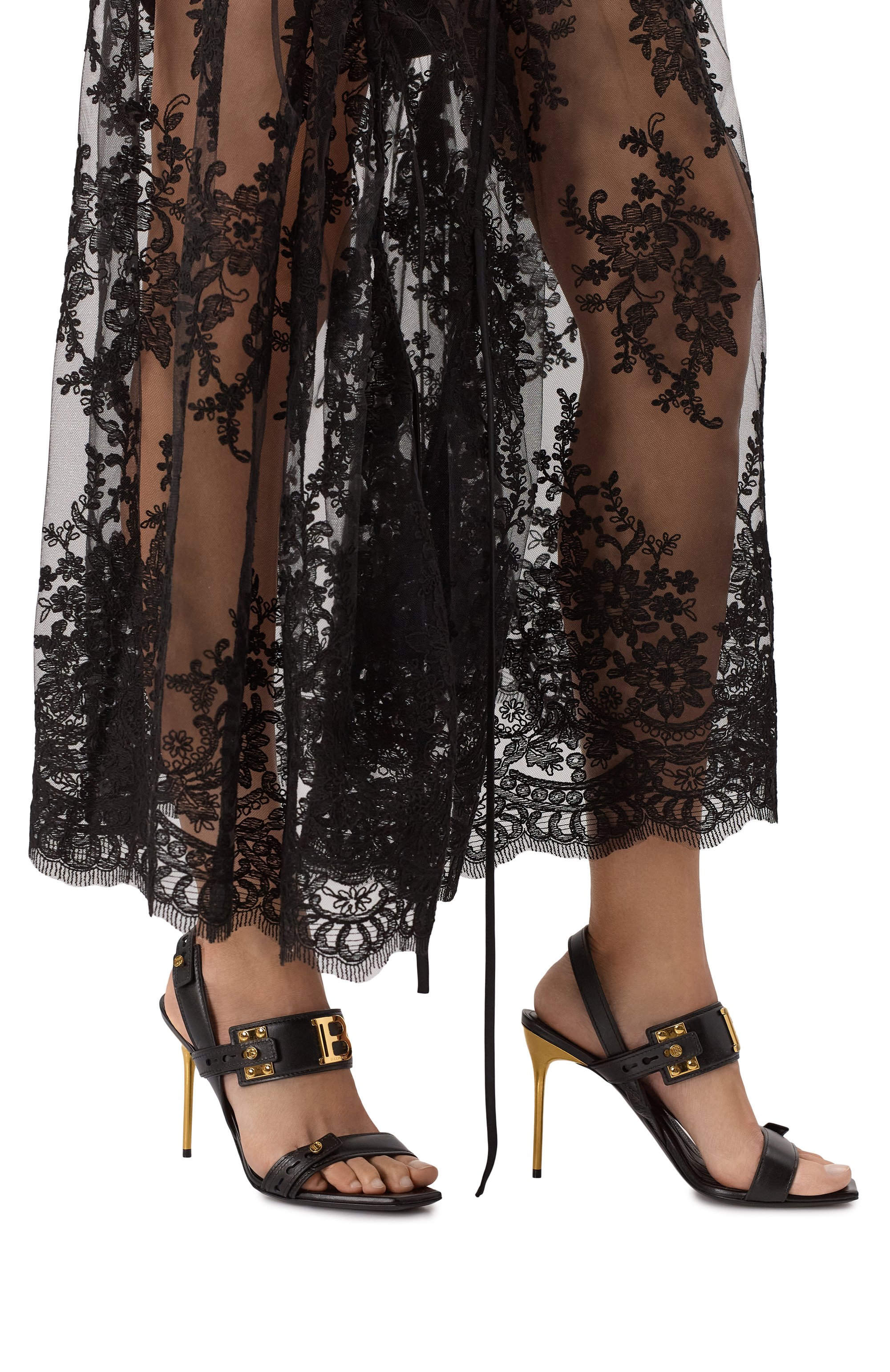 Кожаные босоножки b-buzz 95 BALMAIN, арт. EN1UH086/LVIT, фото 3