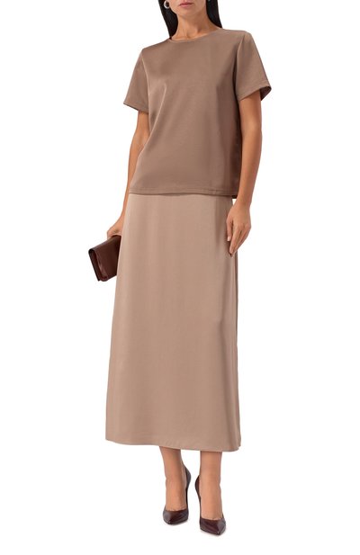 Атласный топ WEEKEND MAX MARA коричневого цвета по цене 13750 руб., арт. GILBERT, фото 2 Атласный топ WEEKEND MAX MARA, арт. GILBERT, фото 2