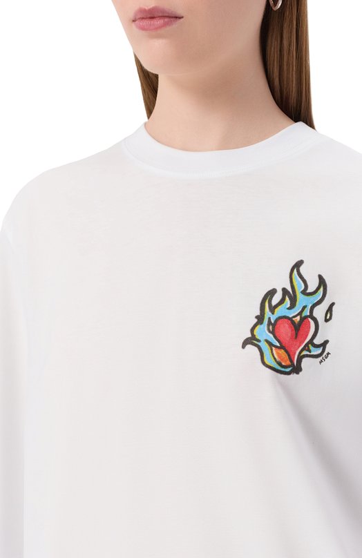 Хлопковый лонгслив MSGM 3941MDM84/257798 Белый  3941MDM84/257798 Фото 5
