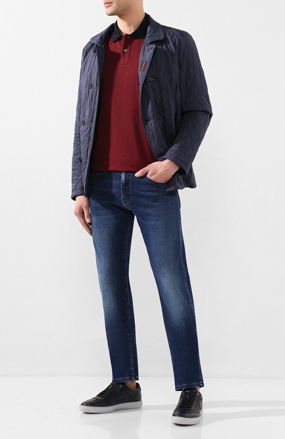 Кожаные кеды SANTONI темно-синего цвета по цене 62150 руб., арт. MSAM21339GRPXDFRU53, фото 2 Кожаные кеды SANTONI, арт. MSAM21339GRPXDFRU53, фото 2