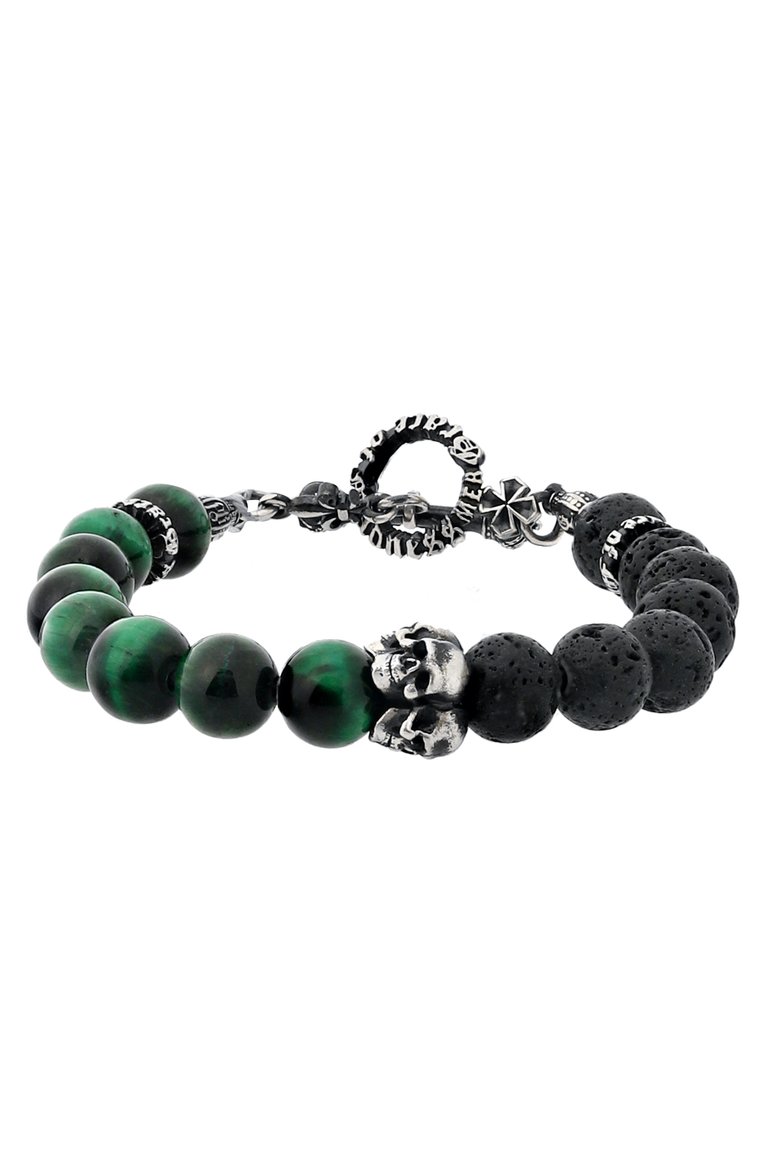 Мужской браслет ангелы и демоны GL JEWELRY зеленого цвета, арт. PB515 | Фото 1 (Нос: Не проставлено; Региональные ограничения белый список (Axapta Mercury): Не проставлено; Материал: Серебро, Камень)