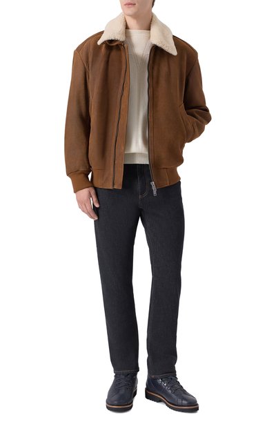 Кожаный бомбер с воротником из овчины BOSS ORANGE, арт. 50547567, фото 2