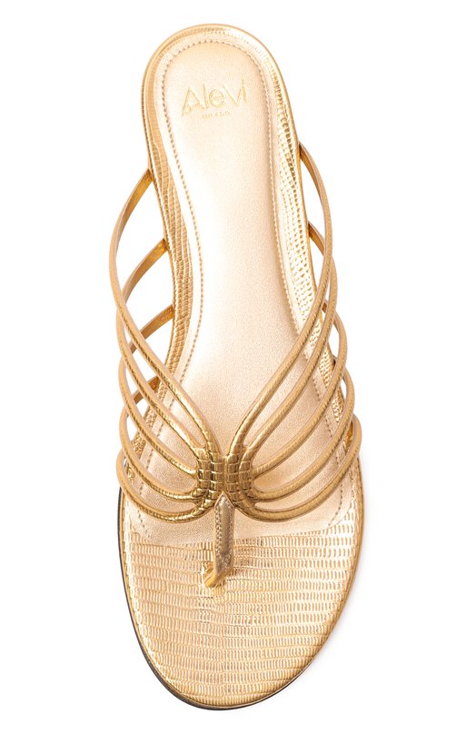 Кожаные шлепанцы Lady Alevi Milano L26SD004.5.1309G03/LIZARD Золотой  L26SD004.5.1309G03/LIZARD Фото 6