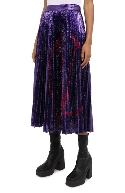 Юбка с пайетками VALENTINO фиолетового цвета по цене 230500 руб., арт. UB3MD02E5NF, фото 4 Юбка с пайетками VALENTINO, арт. UB3MD02E5NF, фото 4