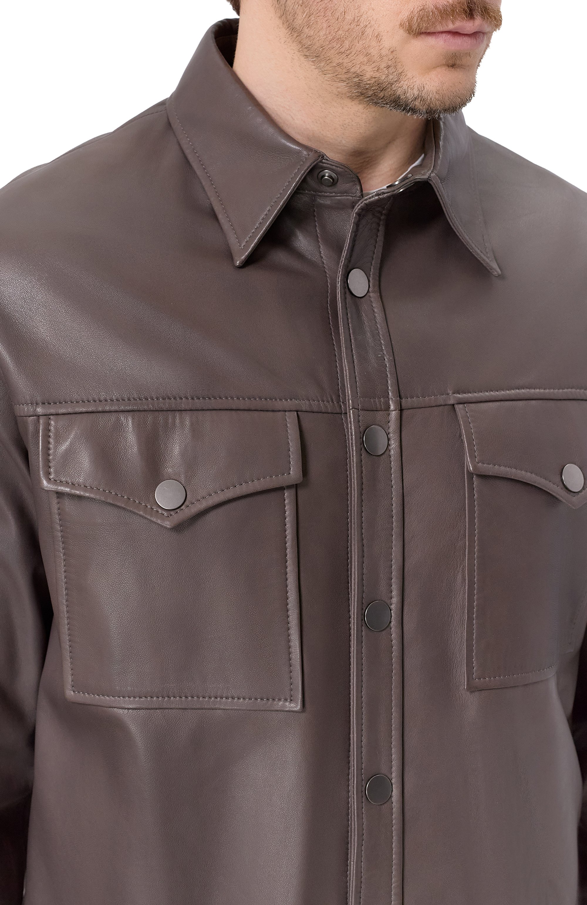 Кожаная куртка-рубашка MVST, арт. 54204/58-68, фото 5