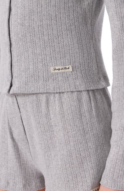 Хлопковый кардиган SPORTY AND RICH серого цвета по цене 20750 руб., арт. CA04576326GY03, фото 5 Хлопковый кардиган SPORTY AND RICH, арт. CA04576326GY03, фото 5