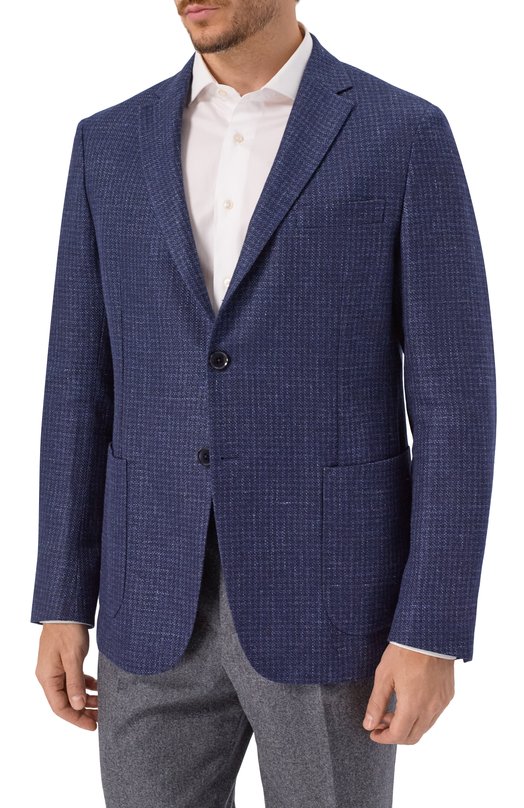 Пиджак из шерсти и льна Zegna 1D7SG0/R950723A9 Синий  1D7SG0/R950723A9 Фото 4