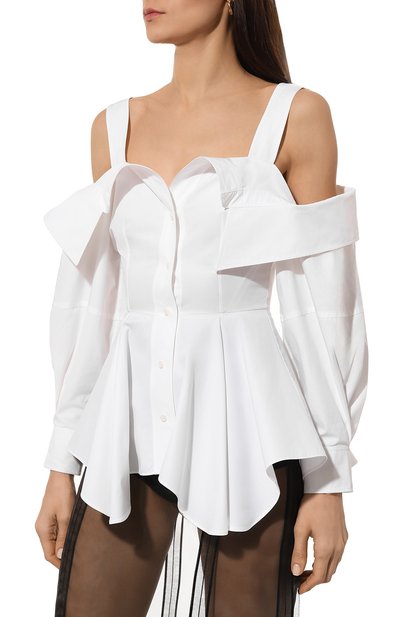 Хлопковая рубашка ALEXANDER MCQUEEN белого цвета по цене 183500 руб., арт. 708578, фото 3 Хлопковая рубашка ALEXANDER MCQUEEN, арт. 708578, фото 3