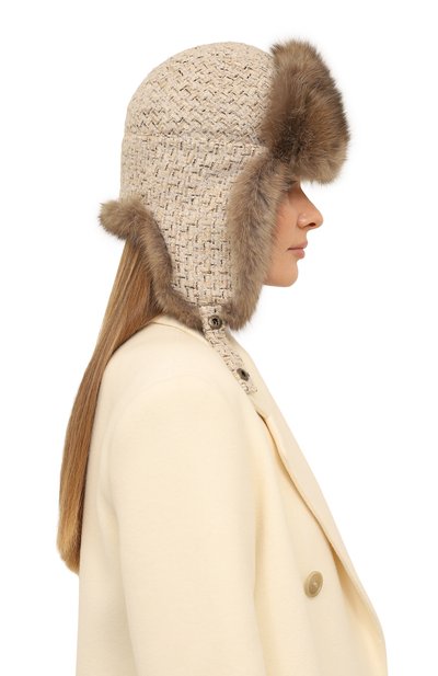 Кашемировая шапка-ушанка с отделкой из меха соболя BLACK SABLE, арт. BS-005F11/MW, фото 2