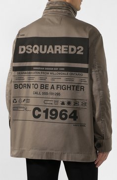 Мужская хлопковая куртка DSQUARED2 серого цвета, арт. S74AM1042/S39021 | Фото 4 (Рукава: Длинные; Материал внешний: Хлопок; Длина (верхняя одежда): До середины бедра; Мужское Кросс-КТ: Верхняя одежда; Кросс-КТ: Ветровки, Куртка, Легкие; Драгоценные камни: Проставлено; Материал сплава: Проставлено; Стили: Кэжуэл)