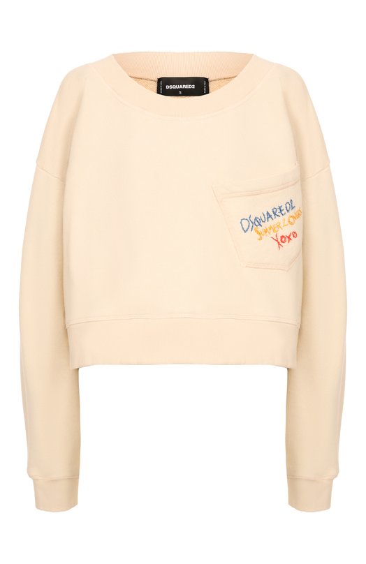 Хлопковый свитшот Dsquared2 S73GU0104/S25140 Кремовый S73GU0104/S25140