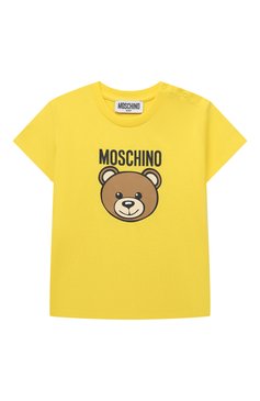 Детский хлопковая футболка MOSCHINO желтого цвета, арт. MUM03Y/LAA02 | Фото 1 (Материал сплава: Проставлено; Нос: Не проставлено; Материал внешний: Хлопок; Кросс-КТ НВ: Футболка; Ростовка одежда: 18 мес | 86 см, 3 года | 98 см, 12 мес | 80 см, 24 мес | 92 см)