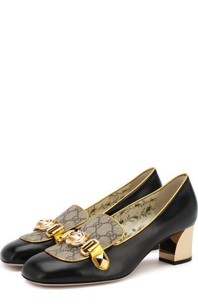 Кожаные туфли с пряжкой на устойчивом каблуке GUCCI, арт. 498882/0HE70, фото 1