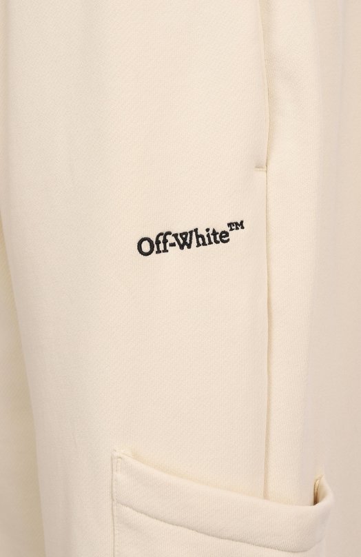 Хлопковые брюки-карго Off-White 0WCH025S25FLE0020B10 Кремовый  0WCH025S25FLE0020B10 Фото 6
