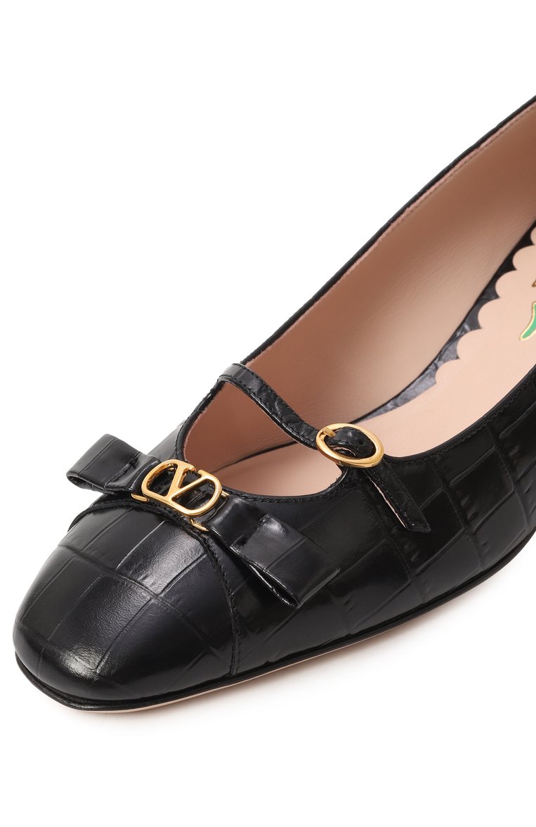 Женские кожаные туфли bowow 45 VALENTINO черного цвета, арт. 6W2S0LD2/HUR | Фото 7 (Каблук высота: Низкий; Мате�риал внутренний: Натуральная кожа; Подошва: Плоская; Материал внешний: Натуральная кожа; Каблук тип: Устойчивый)
