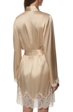 Женский шелковый ха�лат AUBADE светло-бежевого цвета, арт. QS65 | Фото 4 (Материал внешний: Шелк; Материал сплава: Проставлено; Нос: Не проставлено)
