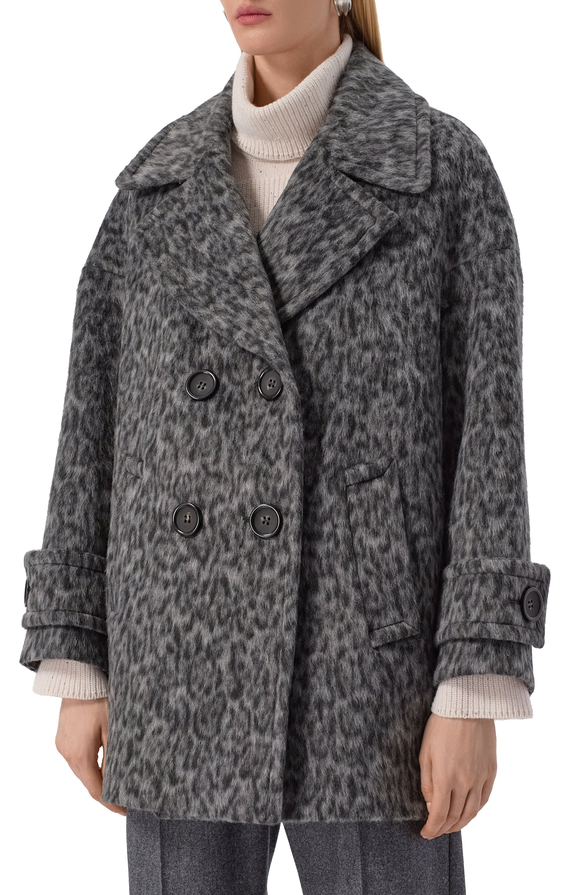 Пальто CINZIA ROCCA серого цвета по цене 72600 руб., арт. UR28001/E3, фото 3 Пальто CINZIA ROCCA, арт. UR28001/E3, фото 3