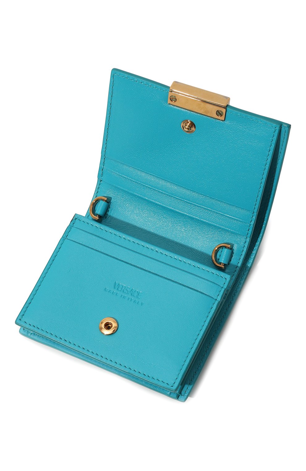 Кожаное портмоне VERSACE бирюзового цвета по цене 86350 руб., арт. 1007130, фото 4 Кожаное портмоне VERSACE, арт. 1007130, фото 4