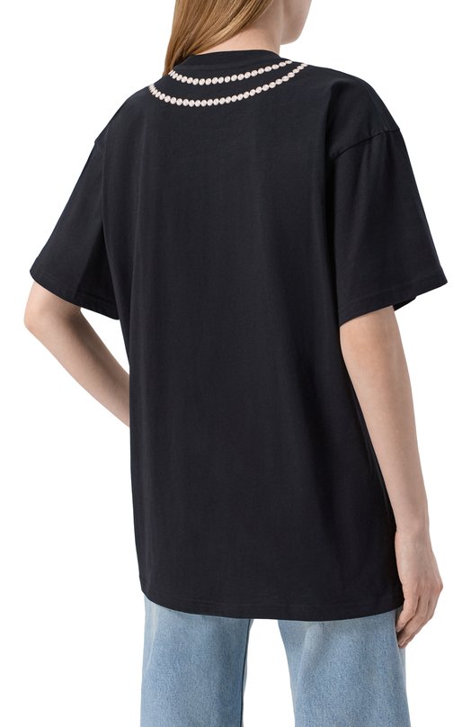 Хлопковая футболка Moschino V0718/0541 Чёрный  V0718/0541 Фото 4