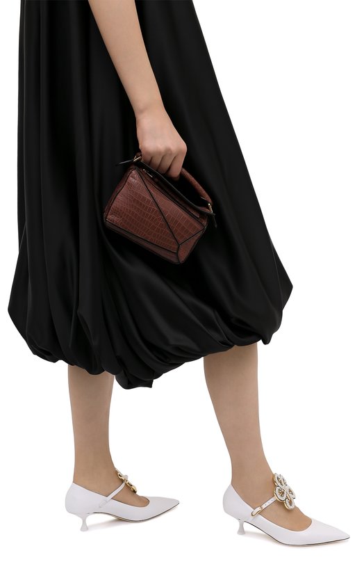 Сумка Puzzle mini из кожи крокодила Loewe Коричневый, фото 2