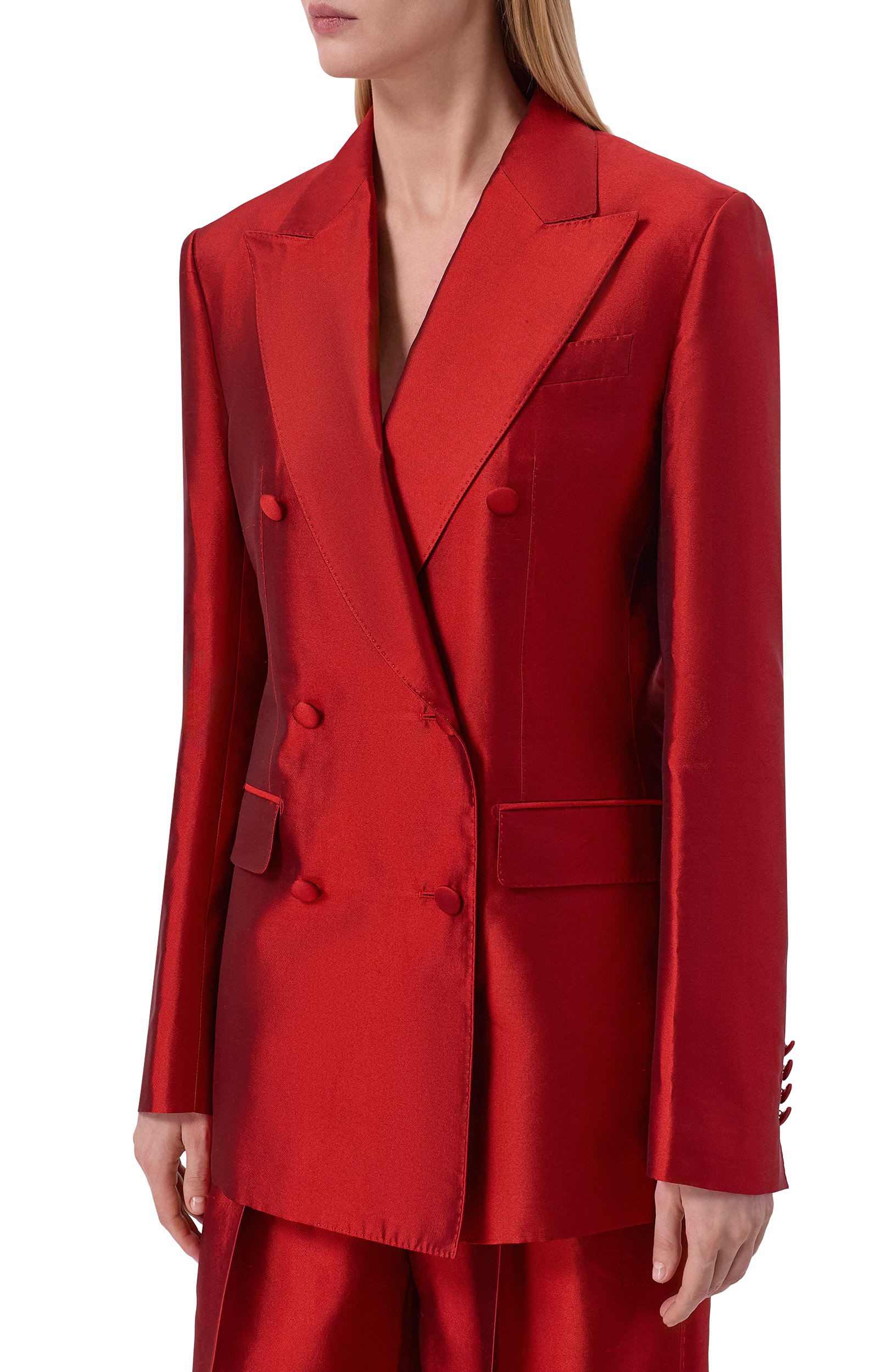 Атласный жакет DOLCE & GABBANA красного цвета по цене 459500 руб., арт. F29UUT/FU116, фото 3 Атласный жакет DOLCE & GABBANA, арт. F29UUT/FU116, фото 3