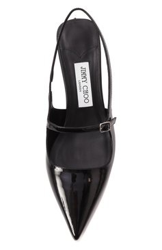 Женские кожаные туфли didi 45 JIMMY CHOO черного цвета, арт. DIDI 45/PAT | Фото 6 (Драгоценные камни: Проставлено; Материал внутренний: Натуральная кожа; Материал сплава: Проставлено; Материал внешний: Натуральная кожа; Каблук высота: Средний; Подошва: Плоская; Каблук тип: Kitten heel; Женское Кросс-КТ: Слингбэки)