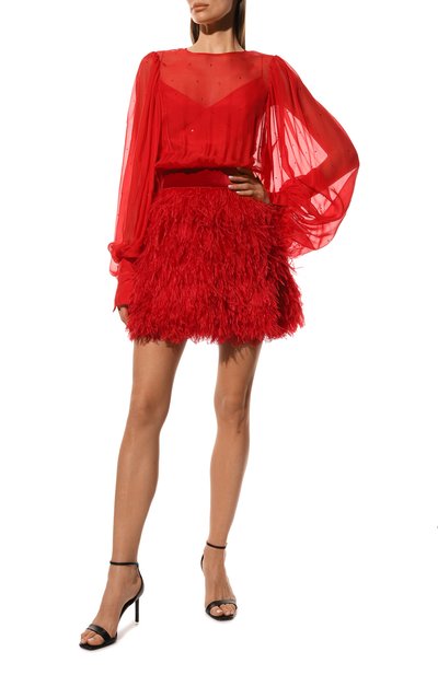 Шелковое платье с отделкой перьями YANA DRESS, арт. 1-23/5-699-4306, фото 2